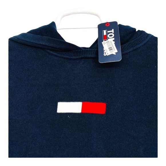 Tommy Hilfiger Denim Sweatshirt‎ Pullover Hoodie Cropped Long Sleeve Blue Medium - Picture 2 of 7